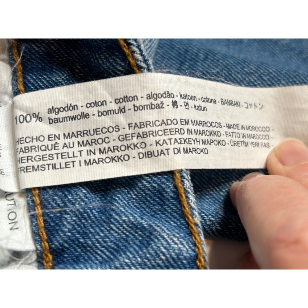 Zara Basic Z1975 Denim Mid Rise Blue Ruffle Flare Size 6 - Picture 9 of 9